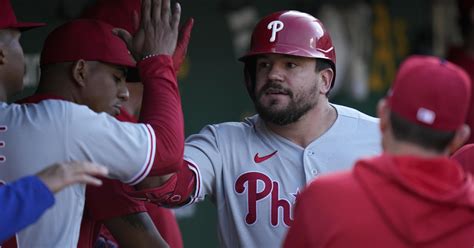 Schwarber homers on 1st pitch, Phillies beat A’s 6-1 and stretch win streak to 4